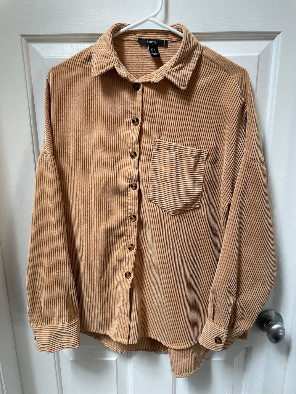 Forever 21 Corduroy Button-Down Shirt in Camel